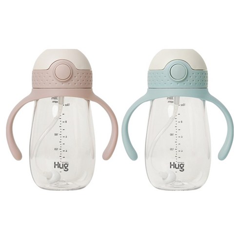 마더케이 허그 추 빨대컵 2p, 300ml, 1세트, 핑크베이지 + 민트