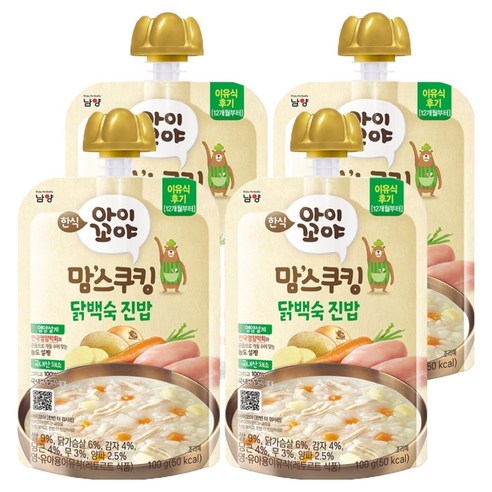 아이꼬야 맘스쿠킹 12개월부터, 100g, 4개, 닭백숙 진밥