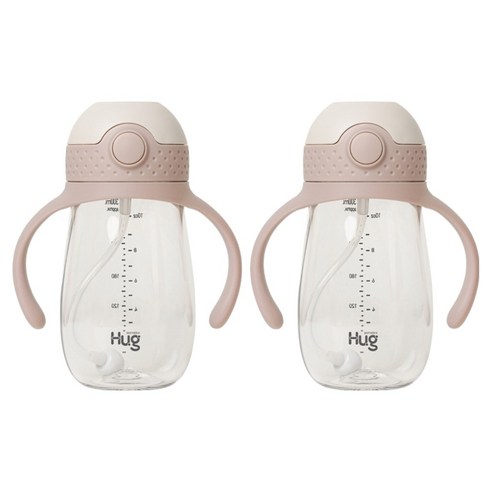 마더케이 허그 추 빨대컵, 300ml, 2개, 핑크베이지
