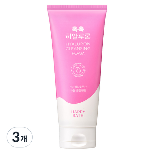 해피바스 촉촉 히알루론 클렌징 폼, 200g, 3개