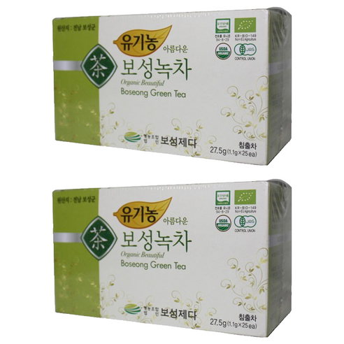 보성제다 유기농 아름다운 보성녹차, 1.1g, 25개입, 2개