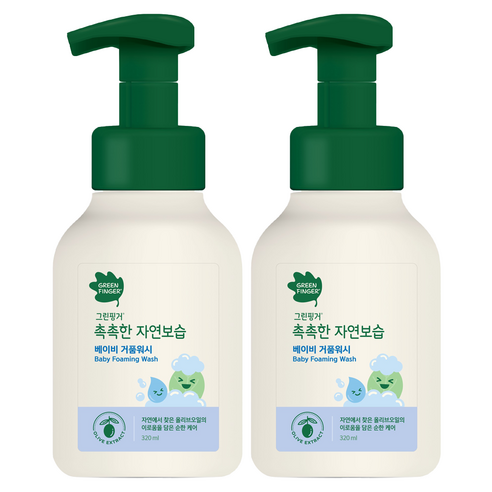 그린핑거 촉촉한 자연보습 베이비 거품 워시, 320ml, 2개