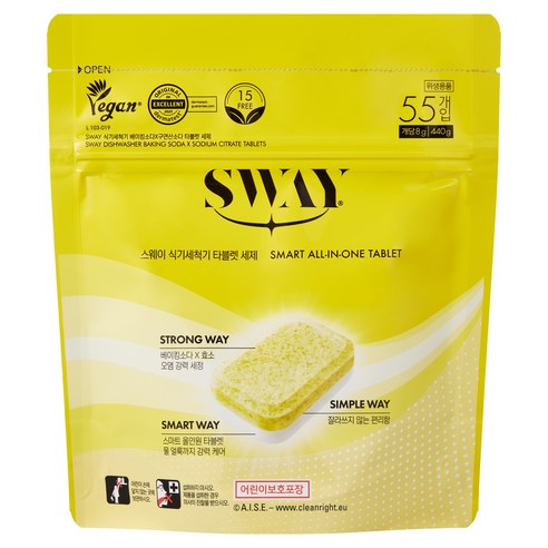 스웨이 식기세척기 베이킹소다X구연산소다 타블렛 세제 55p, 440g, 1개 440g, 1개