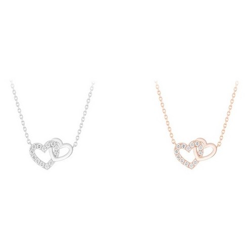 제이에스티나 여성용 더블 하트 목걸이 + 쇼핑백 + 케이스 + 메시지카드 후기 분석 - 제품 클로즈업