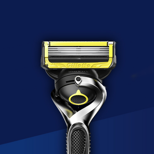 질레트 정품 프로쉴드 옐로우 매뉴얼 면도기 핸들1입 + 면도날12입 후기 분석 - 면도날 구성품 확대