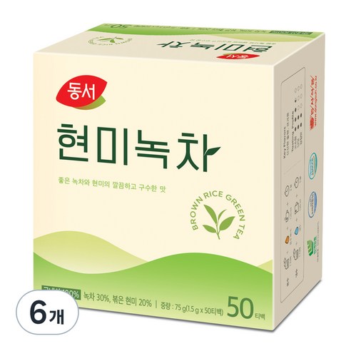 동서 현미녹차 티백, 1.5g, 50개입, 6개