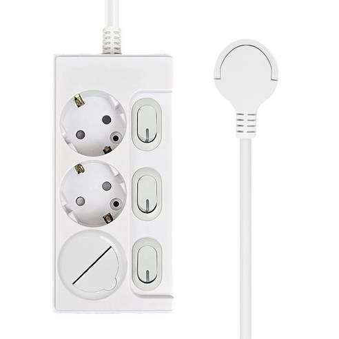 원스탑 재로갭 슬림 개별 스위치 멀티탭 3구 16A + 안전커버, 1.5m, 클린화이트, 1개