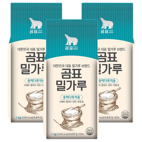 곰표 밀가루 중력다목적용, 1kg, 3개