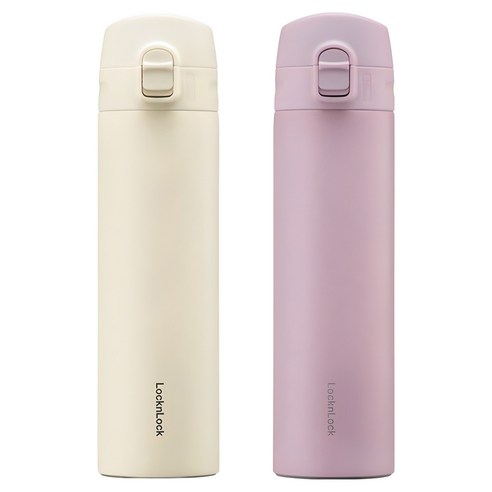 락앤락 데일리 슬림핏 원터치 텀블러, 아이보리, 바이올렛, 400ml, 2개