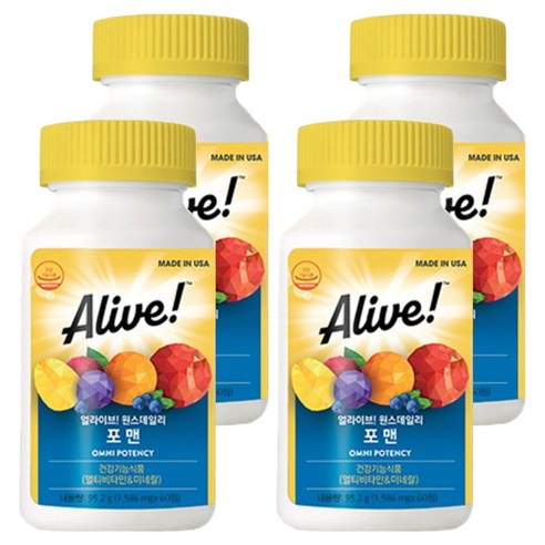 얼라이브 원스데일리 포 맨 멀티비타민, 60정, 4개