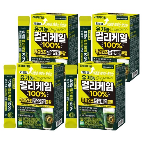 리얼메디온 리얼업 유기농 컬리케일 100% 동결건조 곱슬케일 분말 10p, 4개, 20g