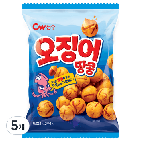 청우식품 오징어땅콩, 90g, 5개