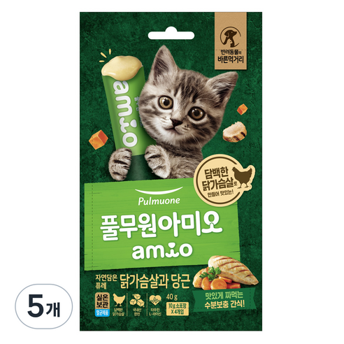 풀무원아미오 자연담은퓨레 닭가슴살과 당근, 40g, 5개, 혼합맛(닭가슴살/당근)