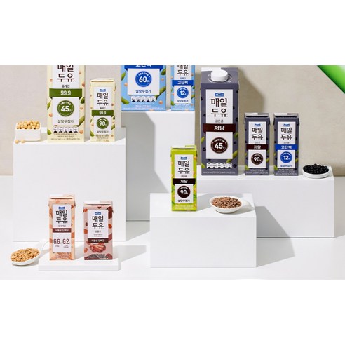 매일두유 렌틸콩 저당두유 패키지 디자인, <b>저당 표기 강조</b>
