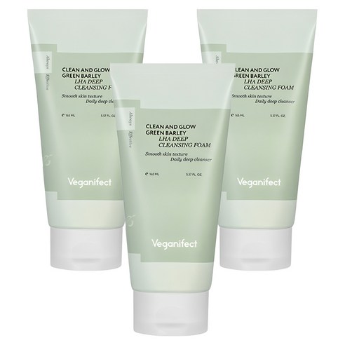 비건이펙트 클린 앤 글로우 청보리 라하 여드름완화 딥 클렌징 폼, 165ml, 3개