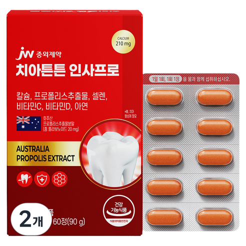 JW중외제약 치아튼튼 인사프로 프로폴리스 90g, 2개, 60정
