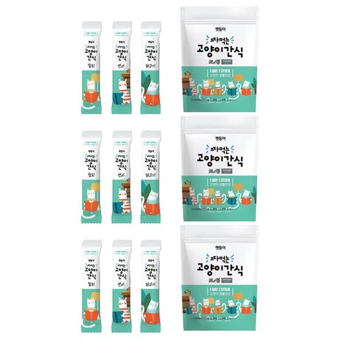펫둥이 짜먹는 고양이 간식 3가지맛, 혼합맛(참치/연어/닭고기), 360g, 3개