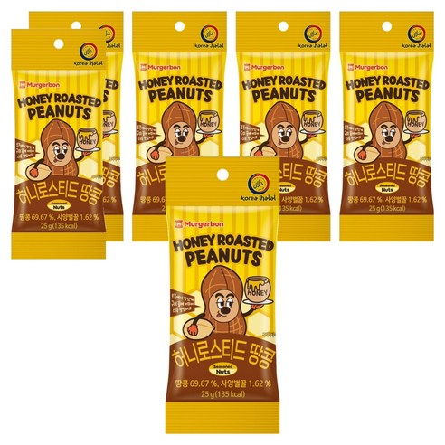 머거본 허니로스티드 땅콩, 25g, 6개