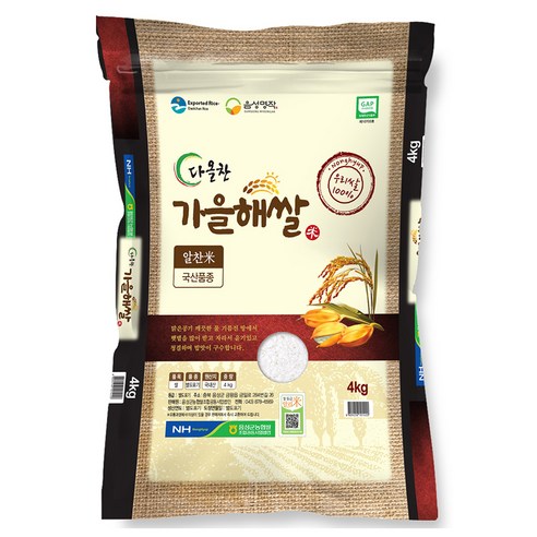 음성군농협 2025년산 햅쌀 다올찬 가을해쌀 알찬미, 4kg, 1개, 상등급