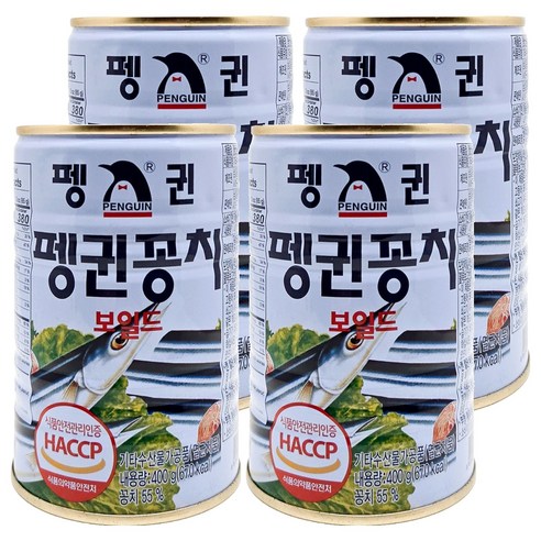 펭귄 꽁치 보일드 통조림, 400g, 4개