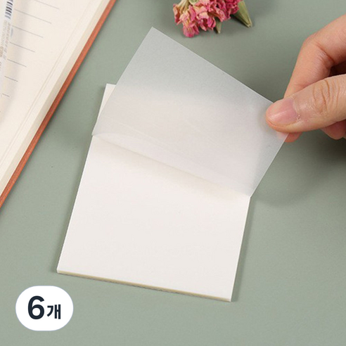 하이어데코 투명 점착 메모지 소형 5 x 7.5 cm, 반투명, 6개, 50매