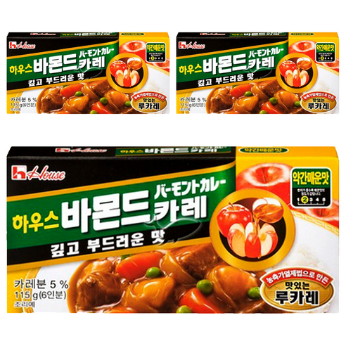 농심 하우스 바몬드카레 약간매운맛, 115g, 3개