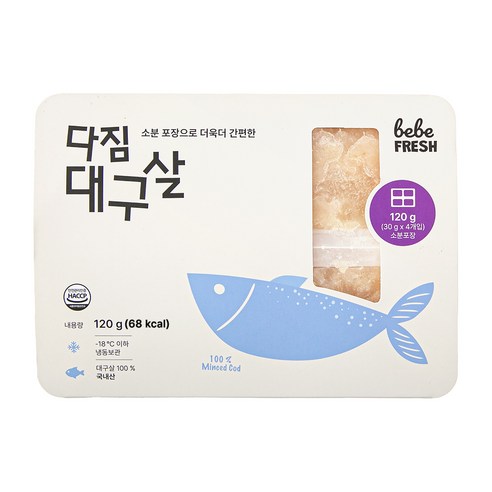 베베프레시 다짐 대구살 4개입 (냉동), 120g, 1개 후기 분석 - 뒷면 영양 정보