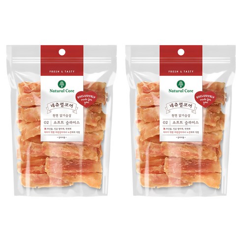 네츄럴코어 강아지 소프트 슬라이스 건조 간식, 닭가슴살, 180g, 2개