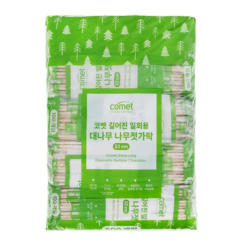 코멧 길어진 일회용 대나무 나무젓가락 23cm, 1개, 500개입