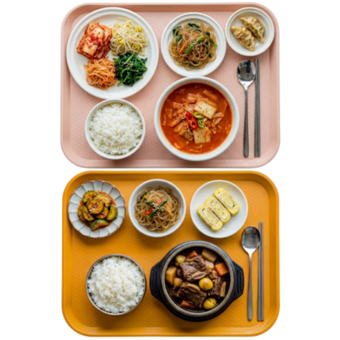 미니모 고강도 컬러 쟁반 트레이 2종 세트, 머스타드, 다크피치, 1세트