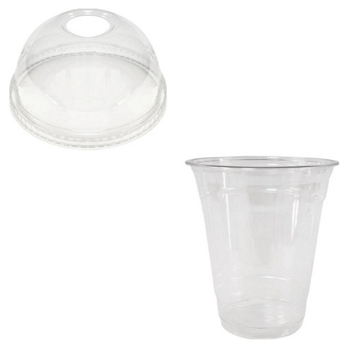 이로울생활 투명 PET 아이스컵 + 돔뚜껑, 410ml, 50개입, 1세트