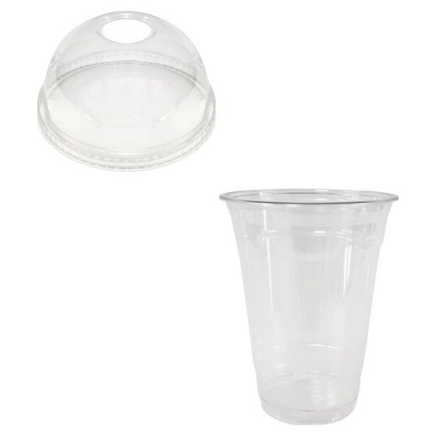 이로울생활 투명 PET 아이스컵 + 돔뚜껑, 470ml, 50개입, 1세트