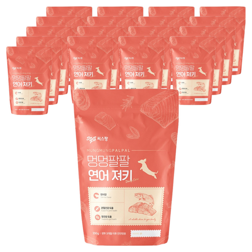 멍멍팔팔 강아지 간식 져키, 연어, 200g, 18개