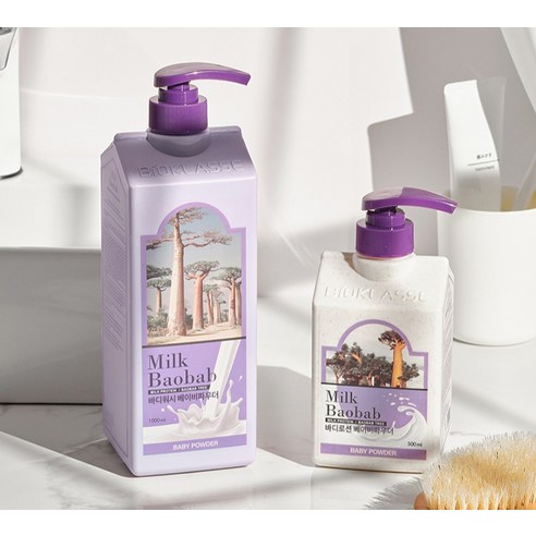 밀크바오밥 바디로션 베이비파우더향 후기 분석 - 펌프형 용기 편의성