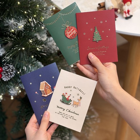 리드홈 X MAS 금박 크리스마스 팝업 메시지 카드 편지 + 봉투 4종 세트