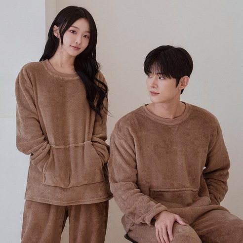 어나더디 커플용 데일리 밍크 수면 잠옷 상하의 세트