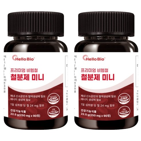 헬로바이오 프리미엄 비헴철 철분제 미니 22.5g, 2개, 90정