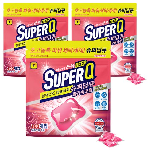 갓성비 슈퍼딥큐 캡슐세제 플라워코튼향, 100개입, 3개