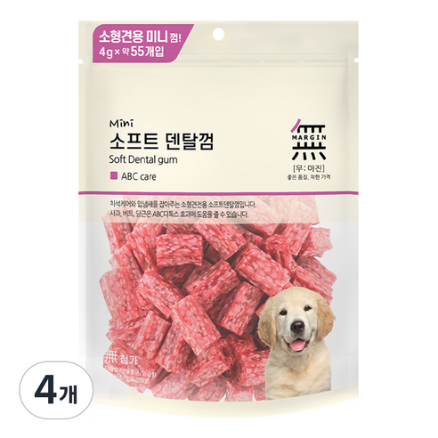 무마진 강아지 대용량 소프트 미니 덴탈껌 55p, 220g, 4개, ABC케어