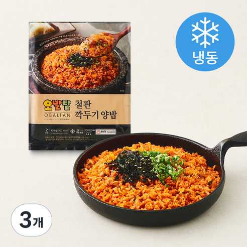 오발탄 철판 깍두기 양밥 2개입 (냉동), 420g, 3개