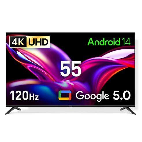 프리즘코리아 4K UHD 구글 5.0 AI DLG 120Hz 스마트TV, 138.7cm(55인치), CP55G5, 벽걸이형, 방문설치