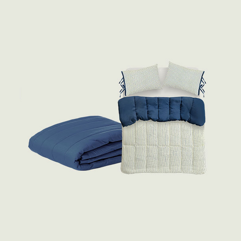 믹스앤매치 국내 제조 에센셜 스트라이프 차렵이불 세트 후기 분석 - 베개 커버 상세 디자인