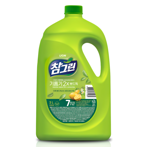 참그린 레몬 녹차 뽀드득 어드밴스 주방식기세제 용기, 3.1kg, 1개