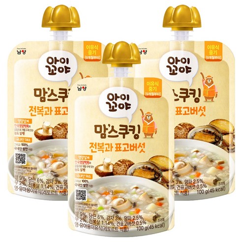 아이꼬야 맘스쿠킹 이유식 9개월부터, 혼합맛(전복/표고버섯), 100g, 3개