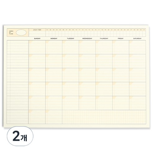 아이코닉 플로우 A4 먼슬리 플래너 패드 데스크 월간 스케줄러, 01 CREAM YELLOW, 2개