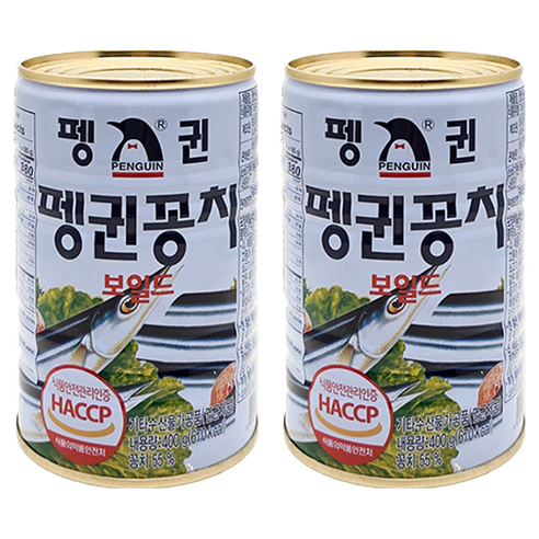 펭귄 꽁치 보일드 통조림, 400g, 2개
