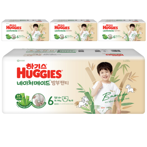 하기스 2024 네이처메이드밤부 팬티형 기저귀 남아용, 6단계, 152매