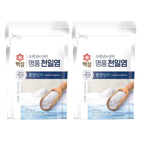 백설 오천년의 신비 중간입자 천일염, 500g, 2개