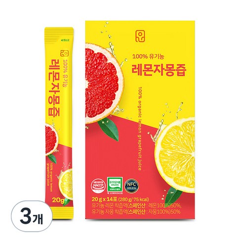 윤고집 유기농 레몬자몽즙 14p, 280g, 3개