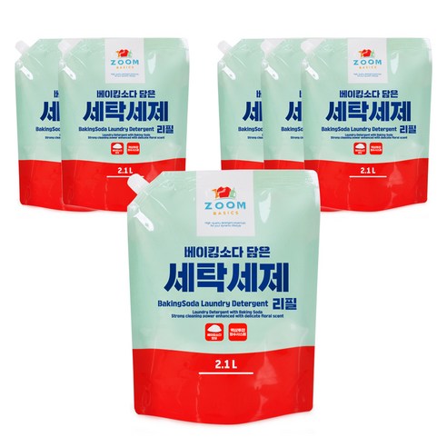 줌 베이직 베이킹소다 담은 액체 세탁세제, 2.1L, 6개